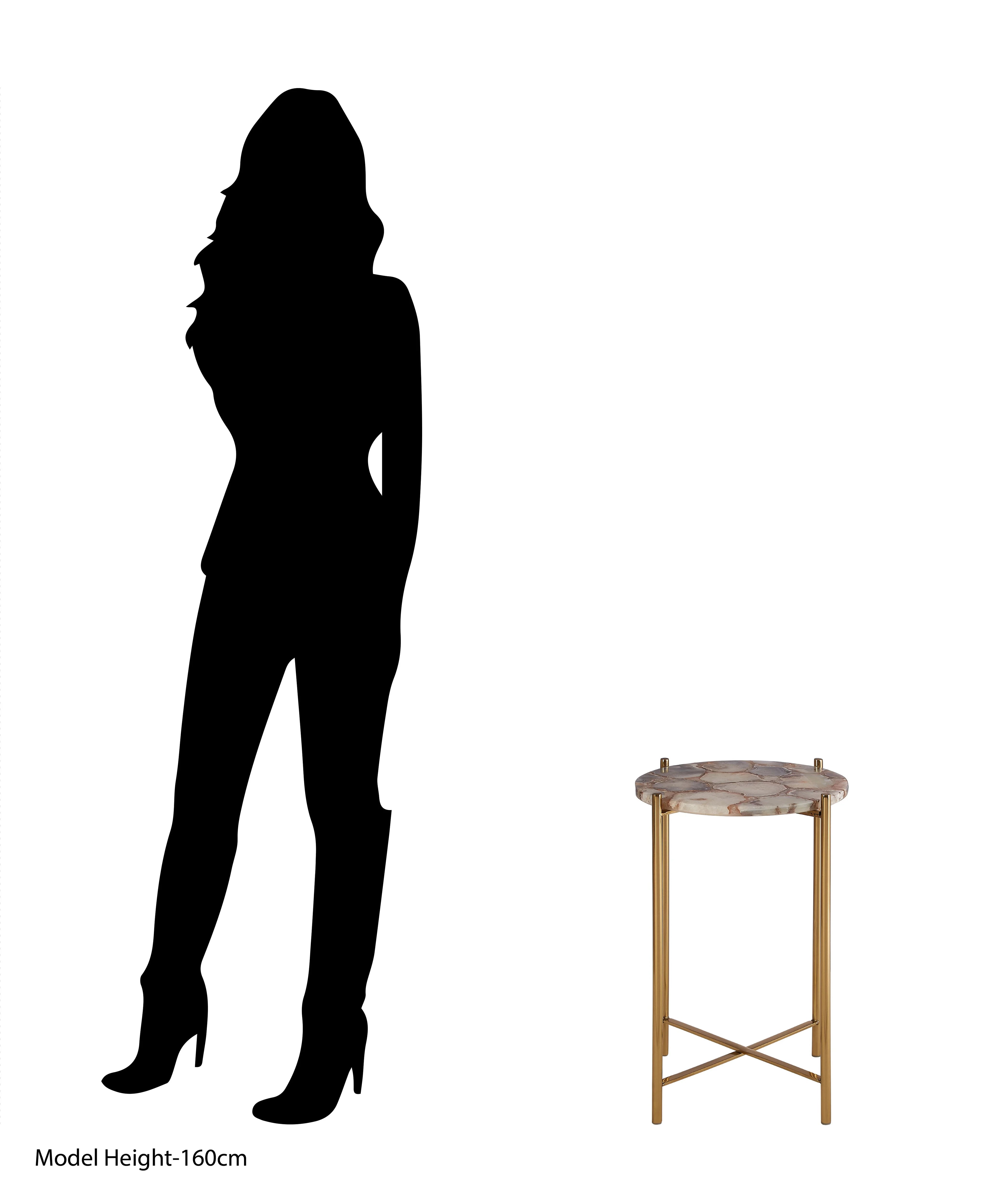 Tobor Natural Agate Stone & Gold Round Side Table